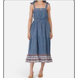 Cleobella Blue and Red Midi Dress